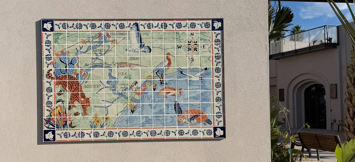 Quinta Mazatlan small hand painted tile mural